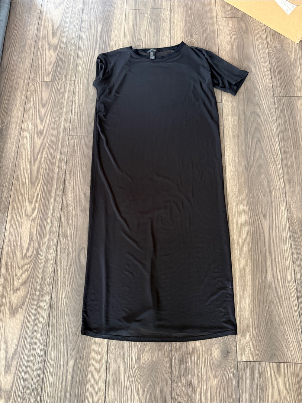 Black Sheer Mesh Maxi T-Shirt Dress Short Sleeve Size Small USA Made - Picture 2 of 8